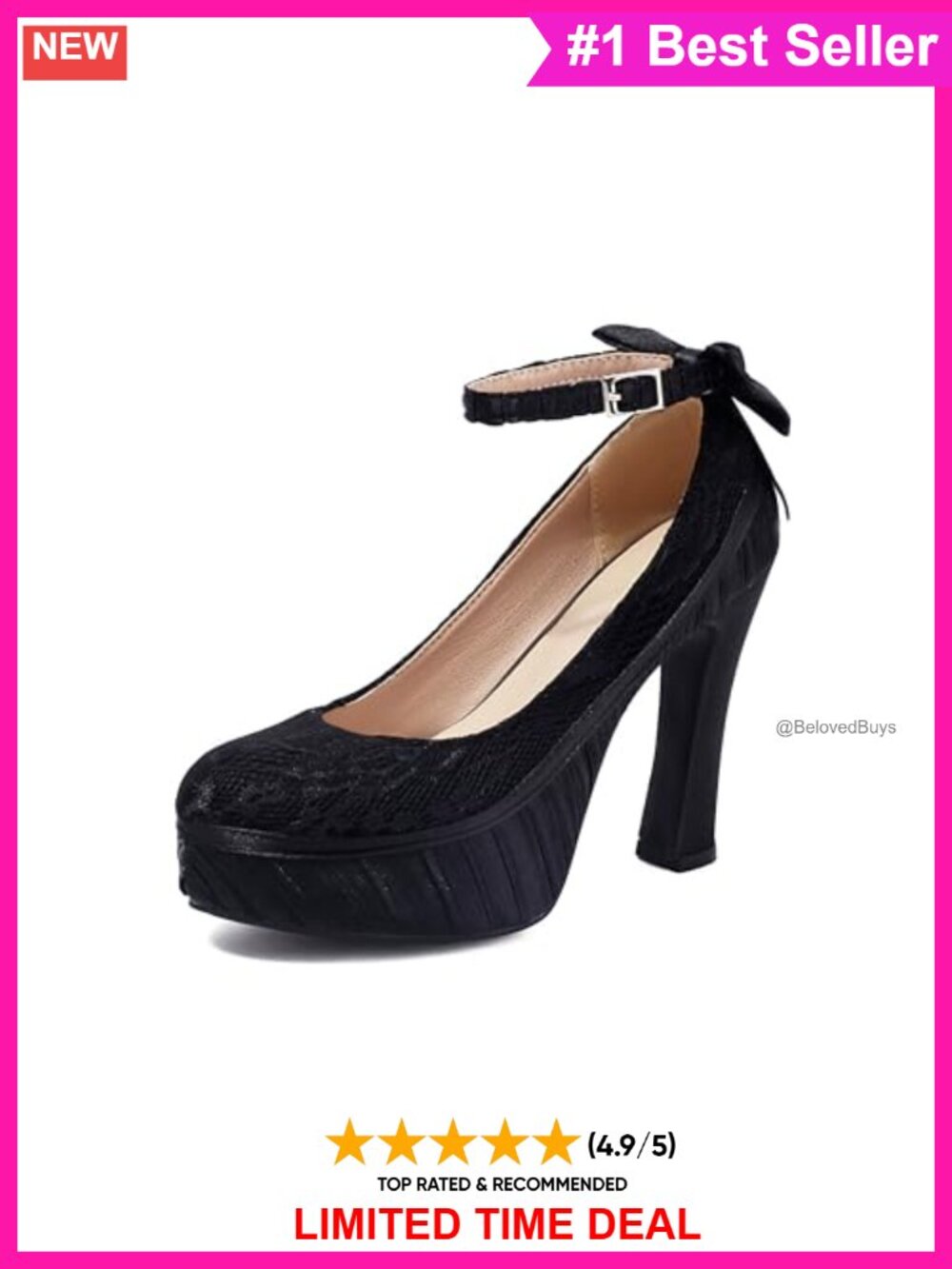 Mary Jane Gothic Platform Pumps Lace Flower Block High Heels